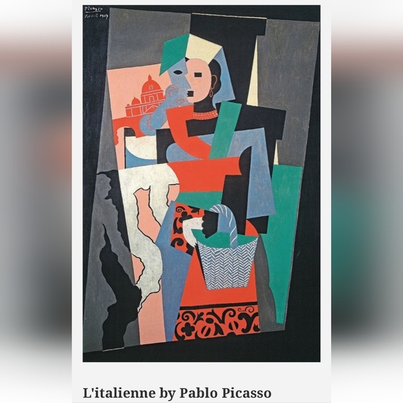 Tie Picasso L'Italienne 1917 100% Silk (Blue) - Picture 2 of 16